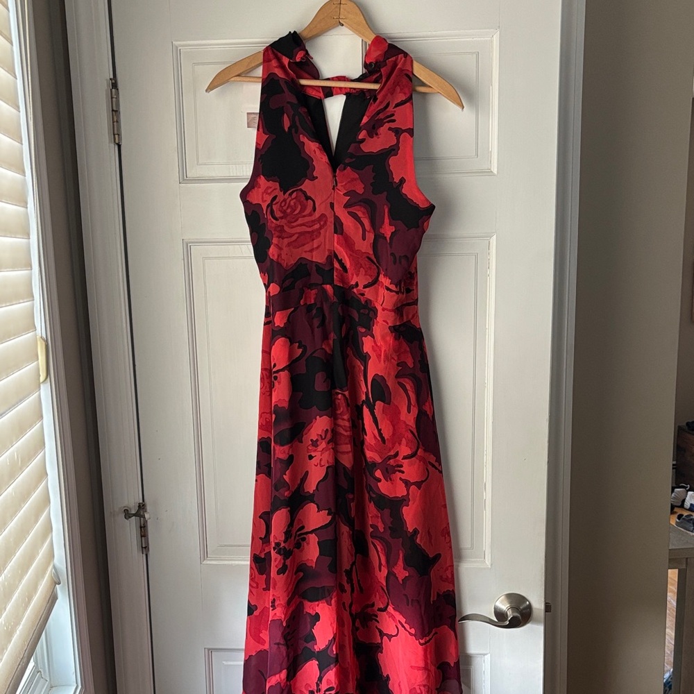 Philosophy Red and Black Floral Maxi Dress